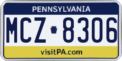 PA license plate MCZ8306