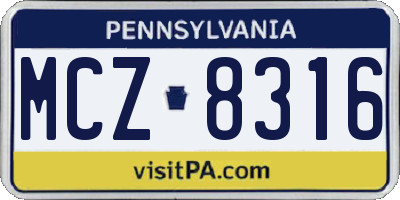 PA license plate MCZ8316