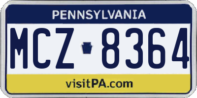 PA license plate MCZ8364
