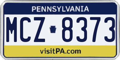 PA license plate MCZ8373