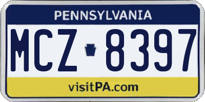 PA license plate MCZ8397