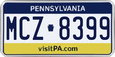 PA license plate MCZ8399