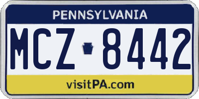 PA license plate MCZ8442
