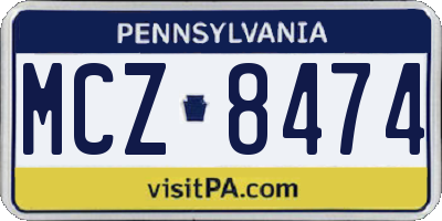 PA license plate MCZ8474