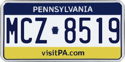 PA license plate MCZ8519