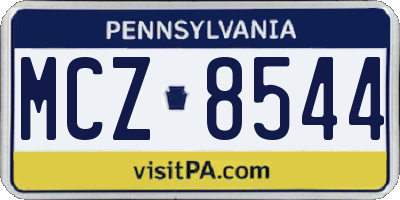 PA license plate MCZ8544