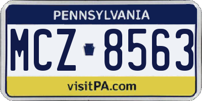 PA license plate MCZ8563