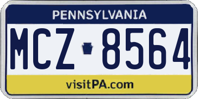 PA license plate MCZ8564