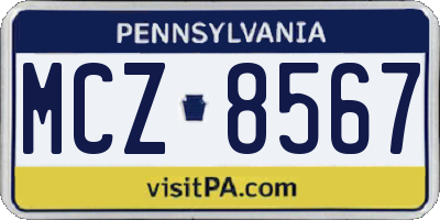 PA license plate MCZ8567