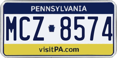 PA license plate MCZ8574