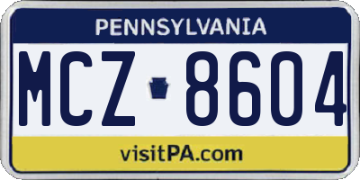 PA license plate MCZ8604