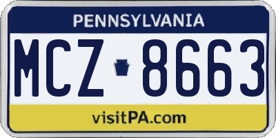 PA license plate MCZ8663