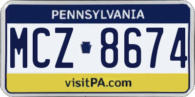 PA license plate MCZ8674