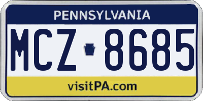 PA license plate MCZ8685