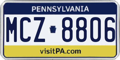 PA license plate MCZ8806