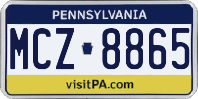 PA license plate MCZ8865