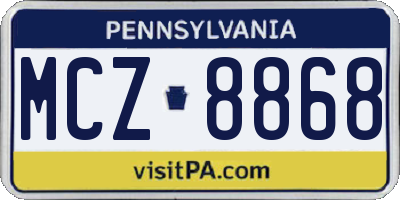 PA license plate MCZ8868