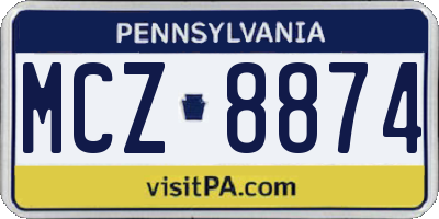 PA license plate MCZ8874