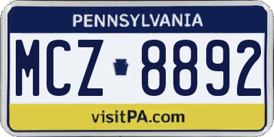 PA license plate MCZ8892