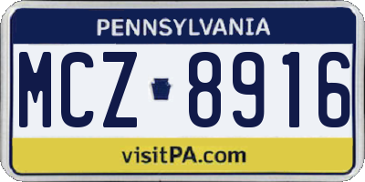 PA license plate MCZ8916