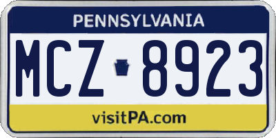 PA license plate MCZ8923