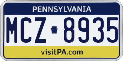 PA license plate MCZ8935