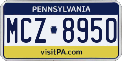 PA license plate MCZ8950