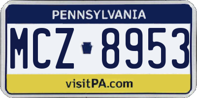 PA license plate MCZ8953