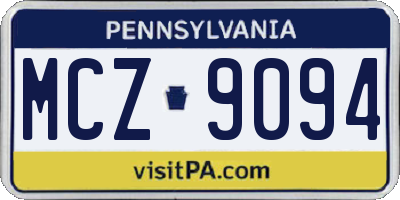 PA license plate MCZ9094
