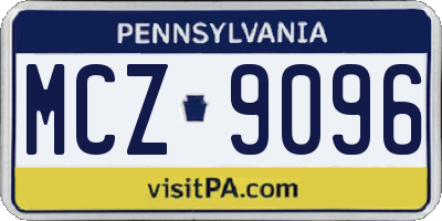 PA license plate MCZ9096