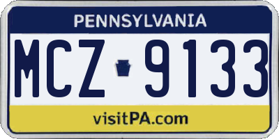 PA license plate MCZ9133