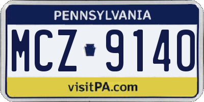 PA license plate MCZ9140