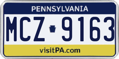 PA license plate MCZ9163