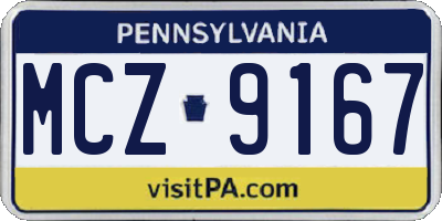 PA license plate MCZ9167