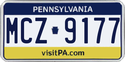 PA license plate MCZ9177