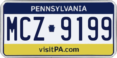 PA license plate MCZ9199