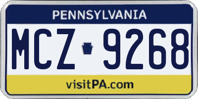 PA license plate MCZ9268