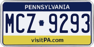 PA license plate MCZ9293