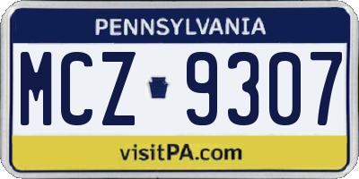 PA license plate MCZ9307