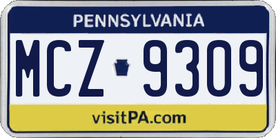 PA license plate MCZ9309