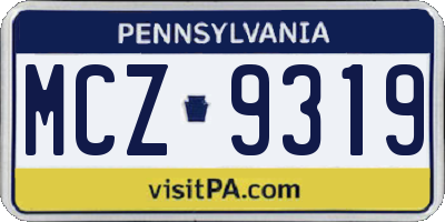 PA license plate MCZ9319