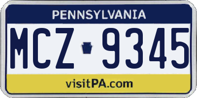 PA license plate MCZ9345