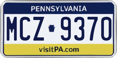 PA license plate MCZ9370