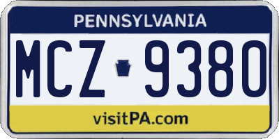PA license plate MCZ9380