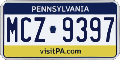 PA license plate MCZ9397