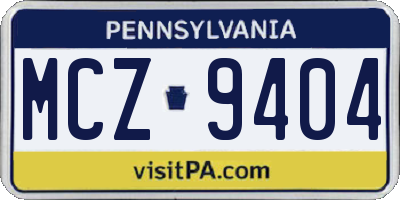 PA license plate MCZ9404
