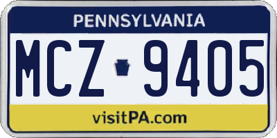 PA license plate MCZ9405