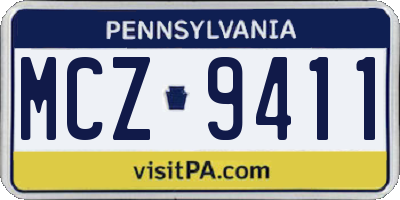 PA license plate MCZ9411