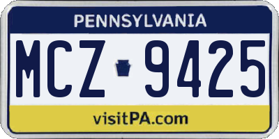 PA license plate MCZ9425