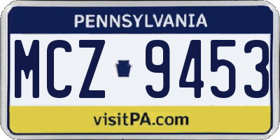 PA license plate MCZ9453